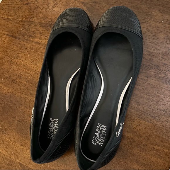 Coach Black Sequins Round Toe Ballet Flats Black Size 7 NEW NWT - Picture 2 of 11